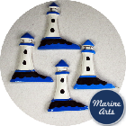 Painted Wood Blue Lighthouses - 6 Pack